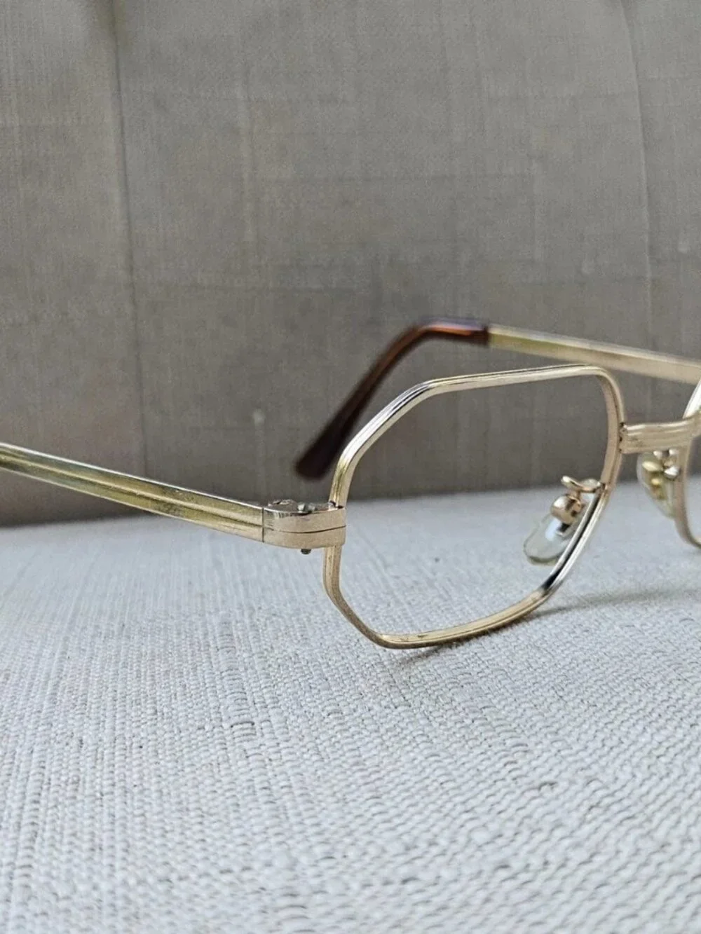 Vintage HEX-O-K Eyeglasses Frame Gold Tone Eyewear Glasses Frame Korea